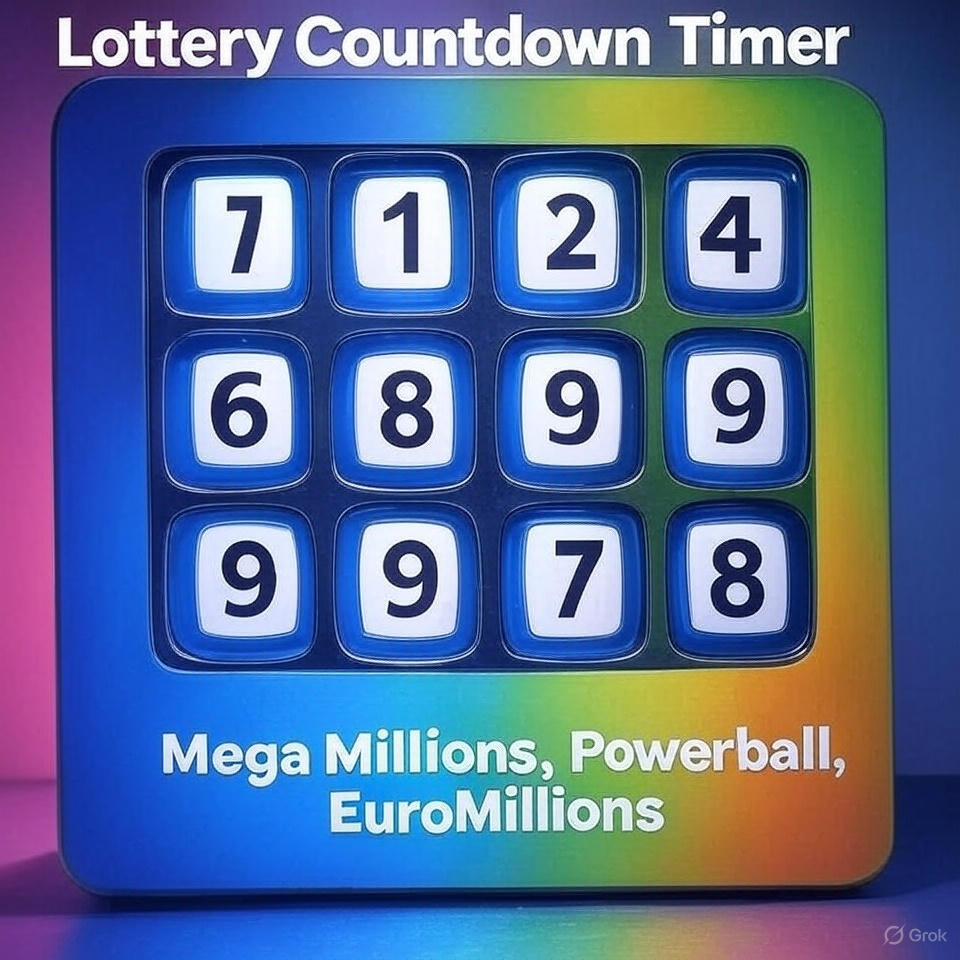 Lottery Countdown Timer for Mega Millions, Powerball, and Euro Millions Draws in 2025